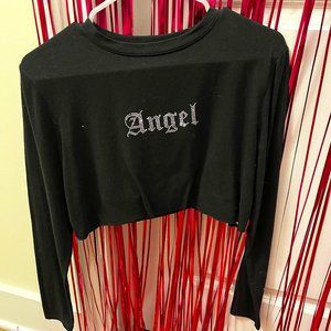 adika black long sleeve angel t-shirt